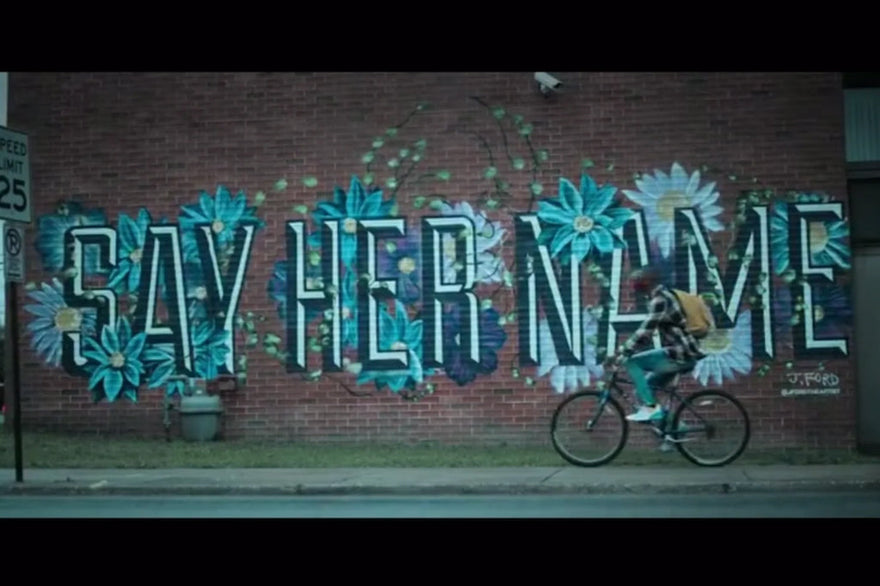 J Ford The Artist Paints 'SAY HER NAME' Mural for Apple Series, "SWAGGER"